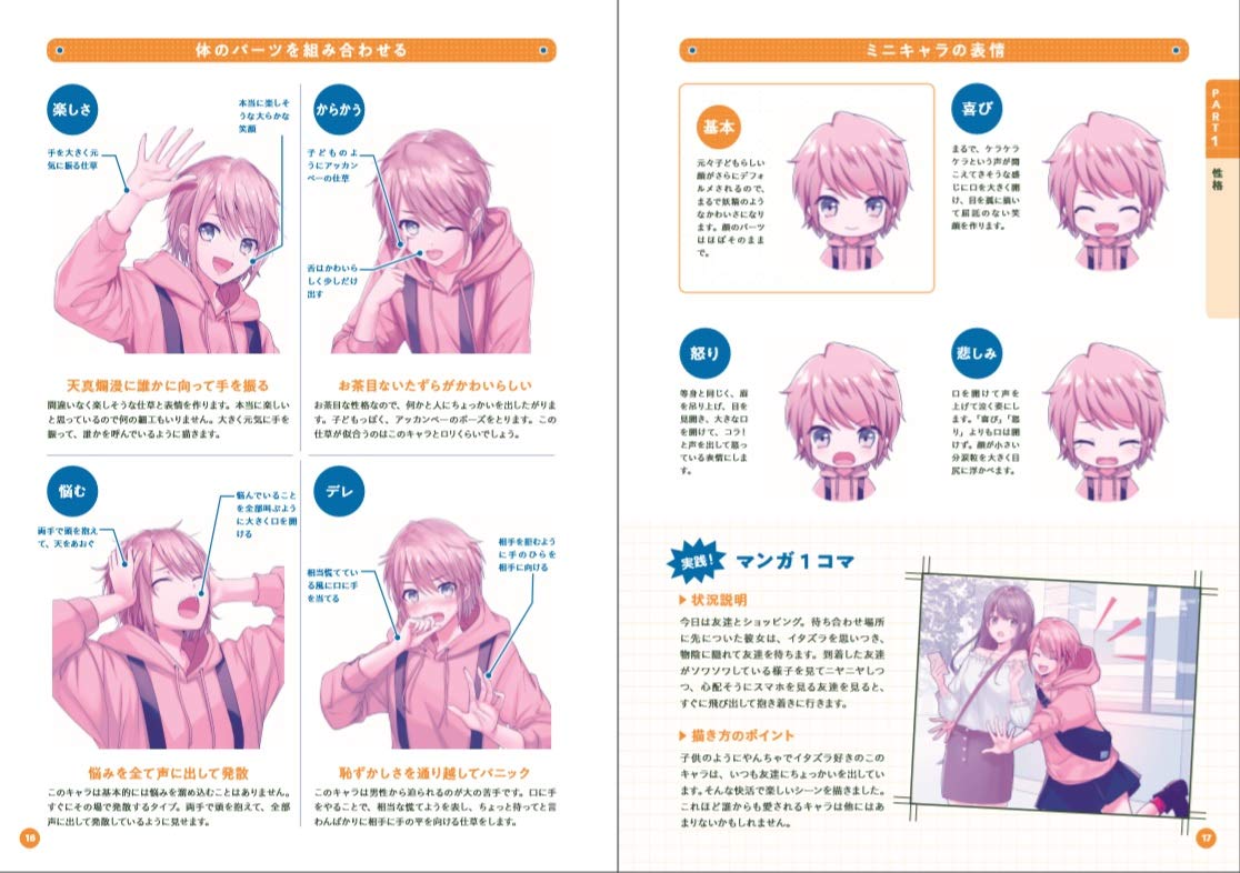 Girl's facial expression catalog
