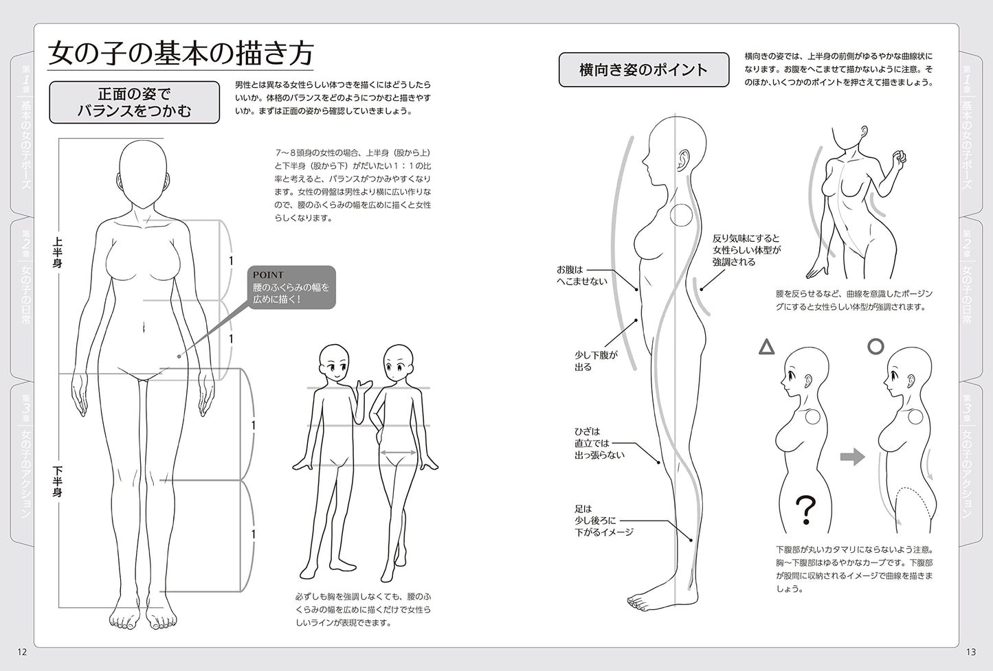 Girl Illustration Pose Collection, You can draw 3 types of body types w/CD-ROM