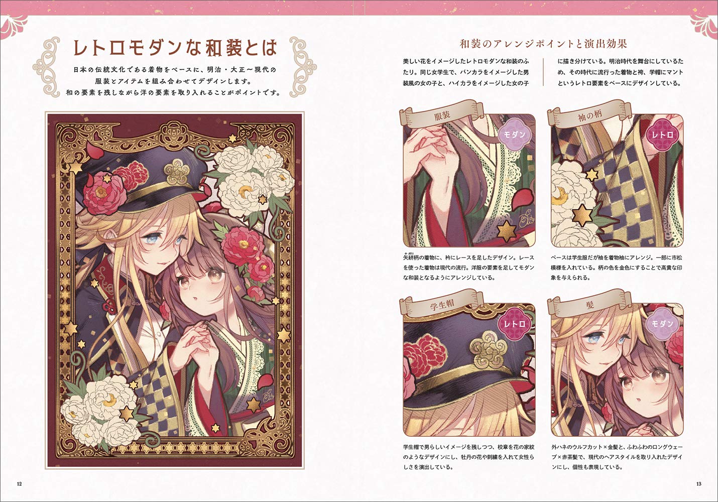 Girl in Retro Modern Kimono Character Design Book