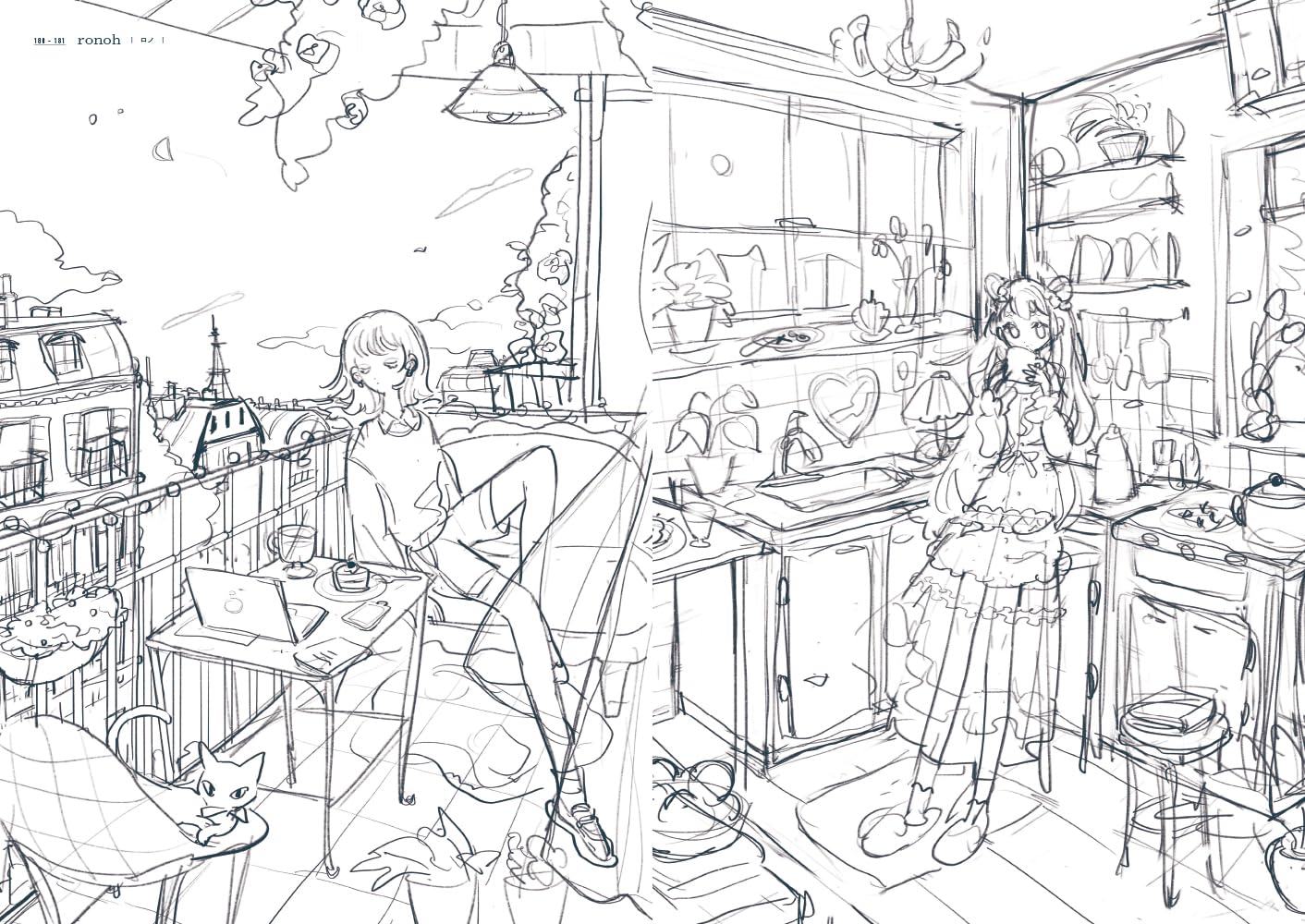 Rough Illustrations Before Coloring Artworks